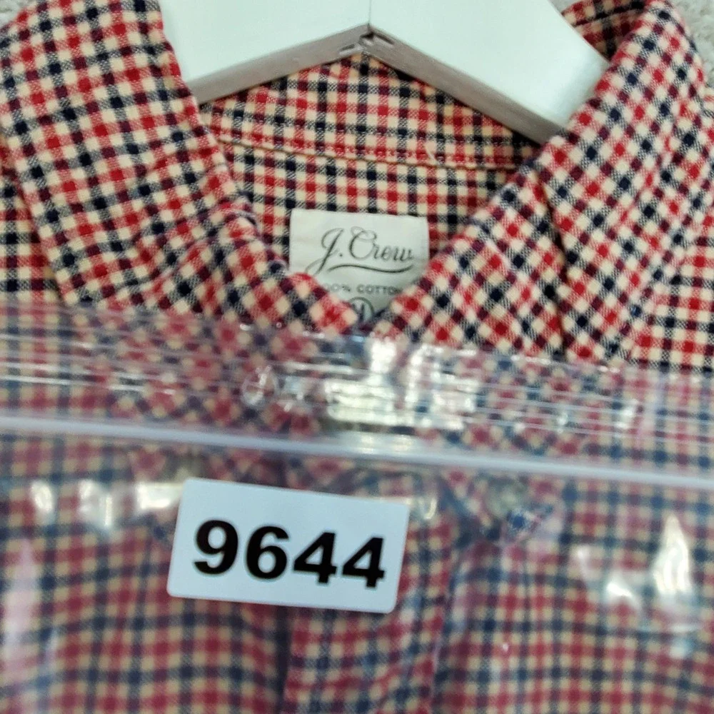 J Crew Slim Fit Button Down Shirt Mens Medium Gingham‎ Plaid Red Blue Preppy